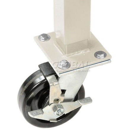 Global Industrial Caster Kit for Heavy Duty Tubular Leg Production Workbench  Tan 493534TN